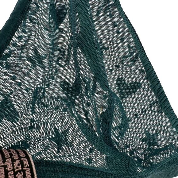 Victorias Secret Bralette Emerald Green Sheer Triangle Velvet Size L Hearts Sexy - Picture 7 of 11
